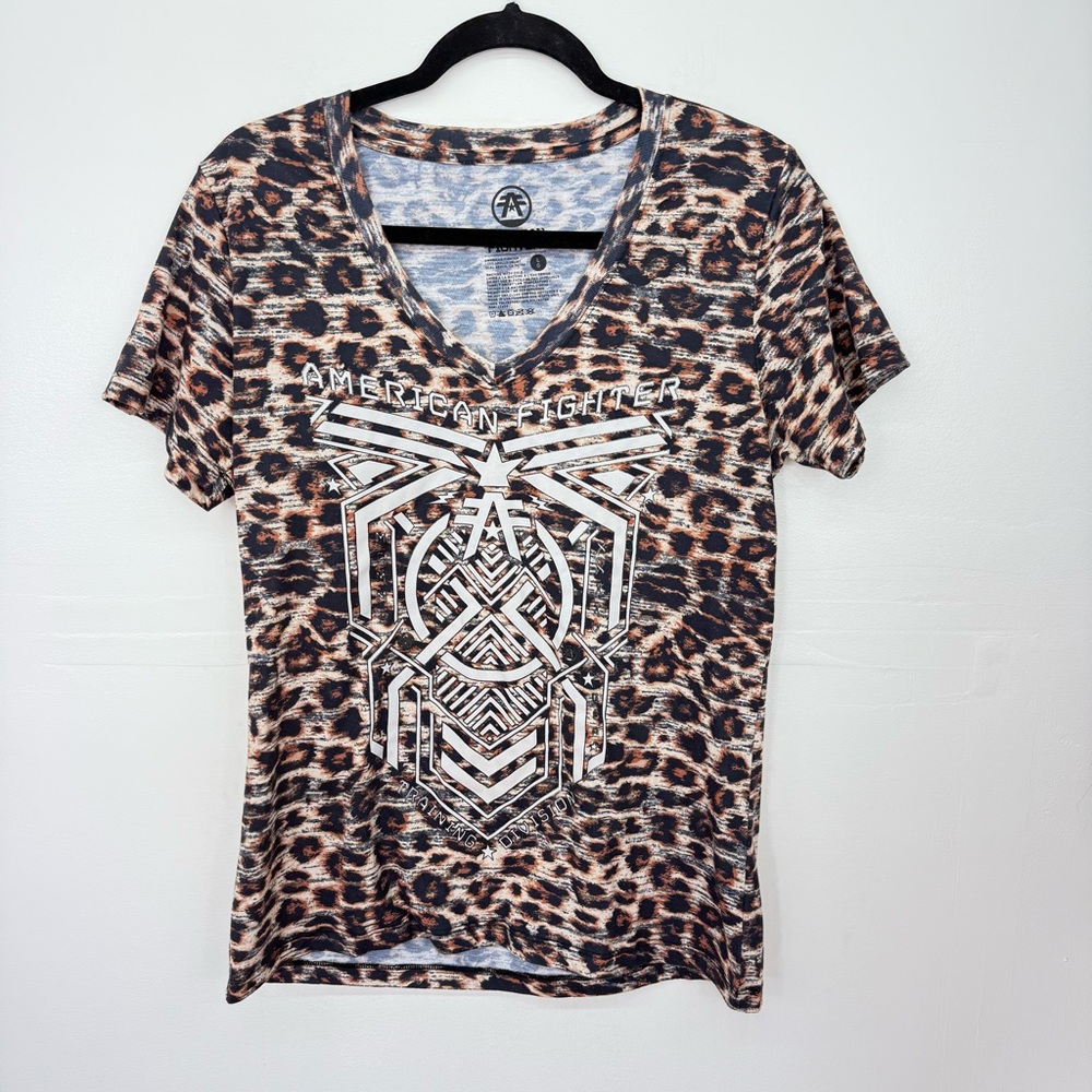 American Fighter Leopard Print Women's Graphic Tee B15